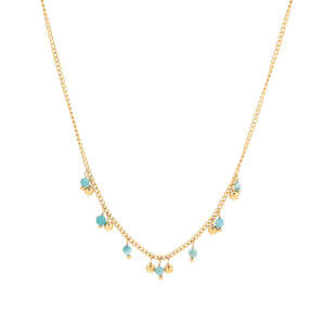 Boho Beaded Necklace with Natural Stones and Pearl Accents