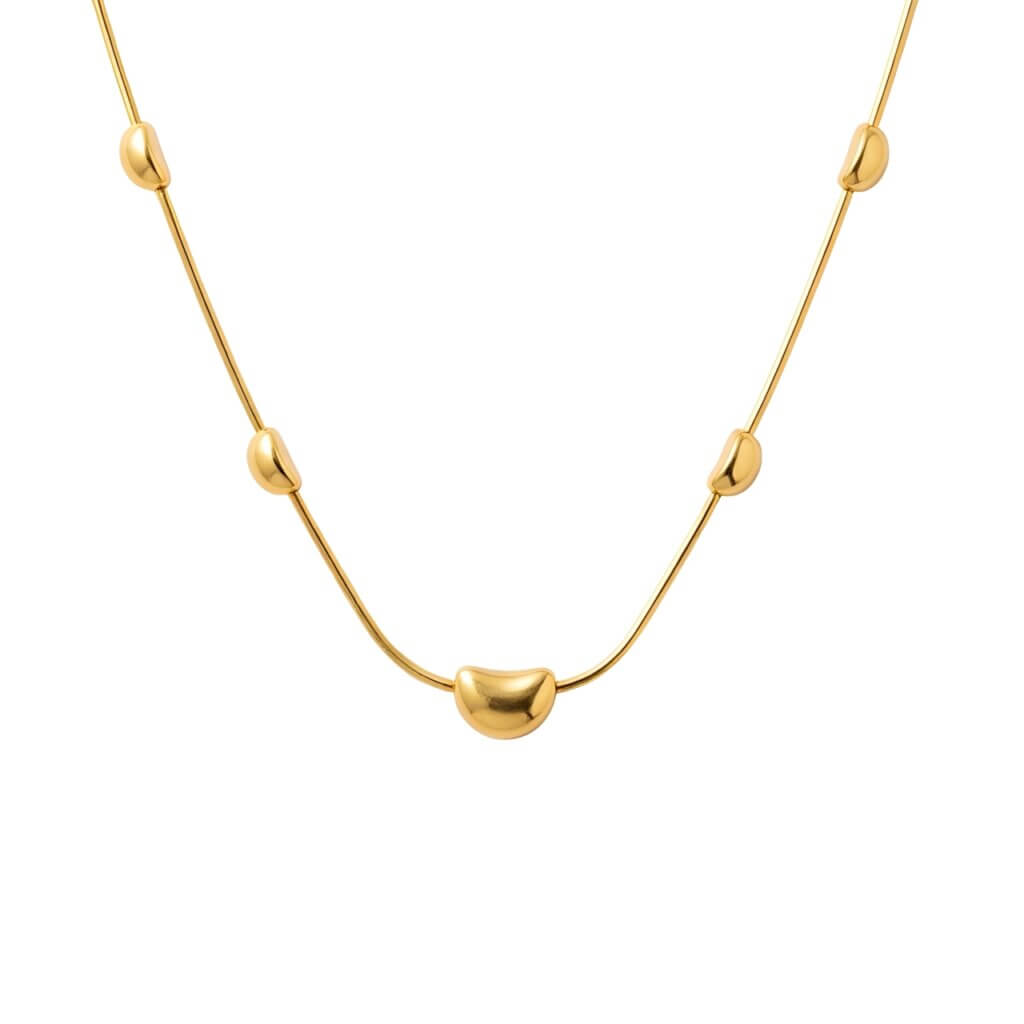 Elegant 18k Gold Plated Snake Chain Charm Necklace with Symmetrical Beauty
